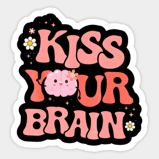 Teacher Kiss Your Brain Teachers Love Brains Sticker